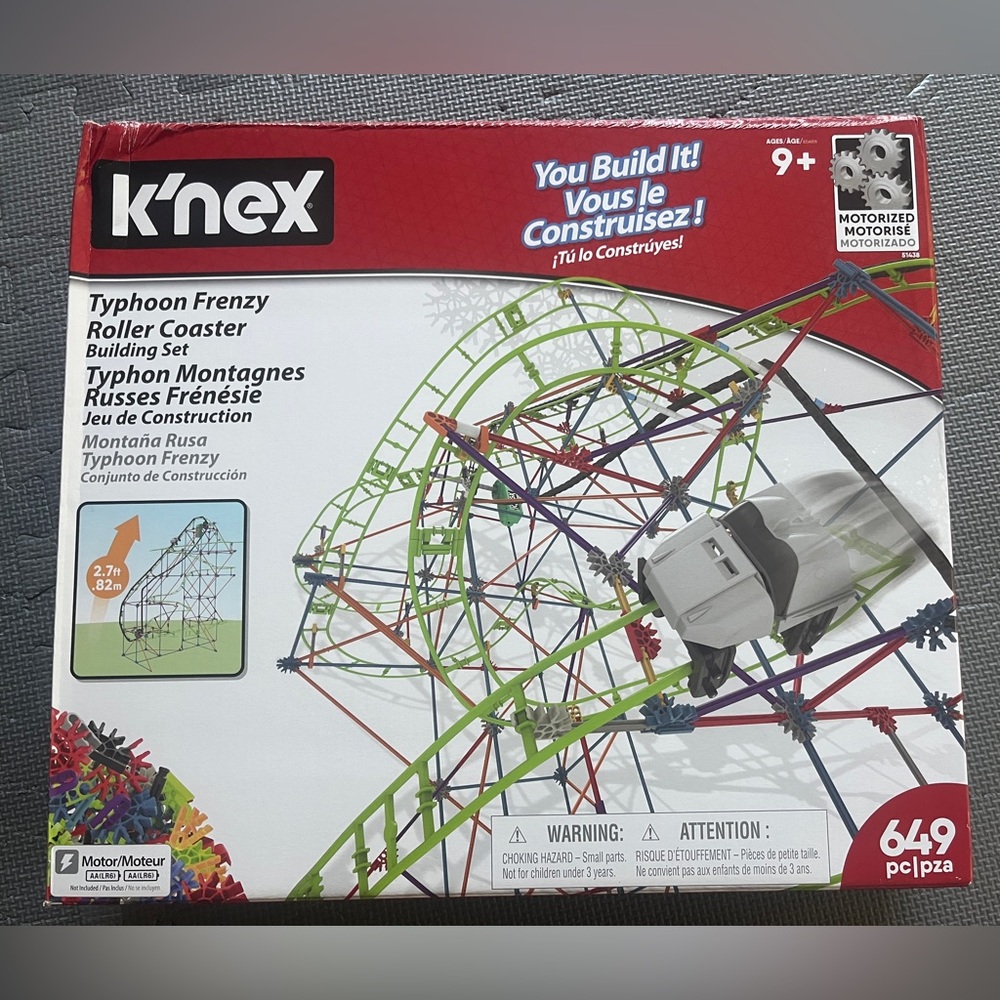 K'Nex 51438 TYPHOON FRENZY ROLLER COASTER BUILDING SET Building Kit , Gray